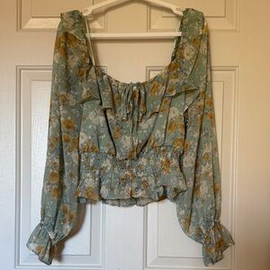 Floral Green Women's Top